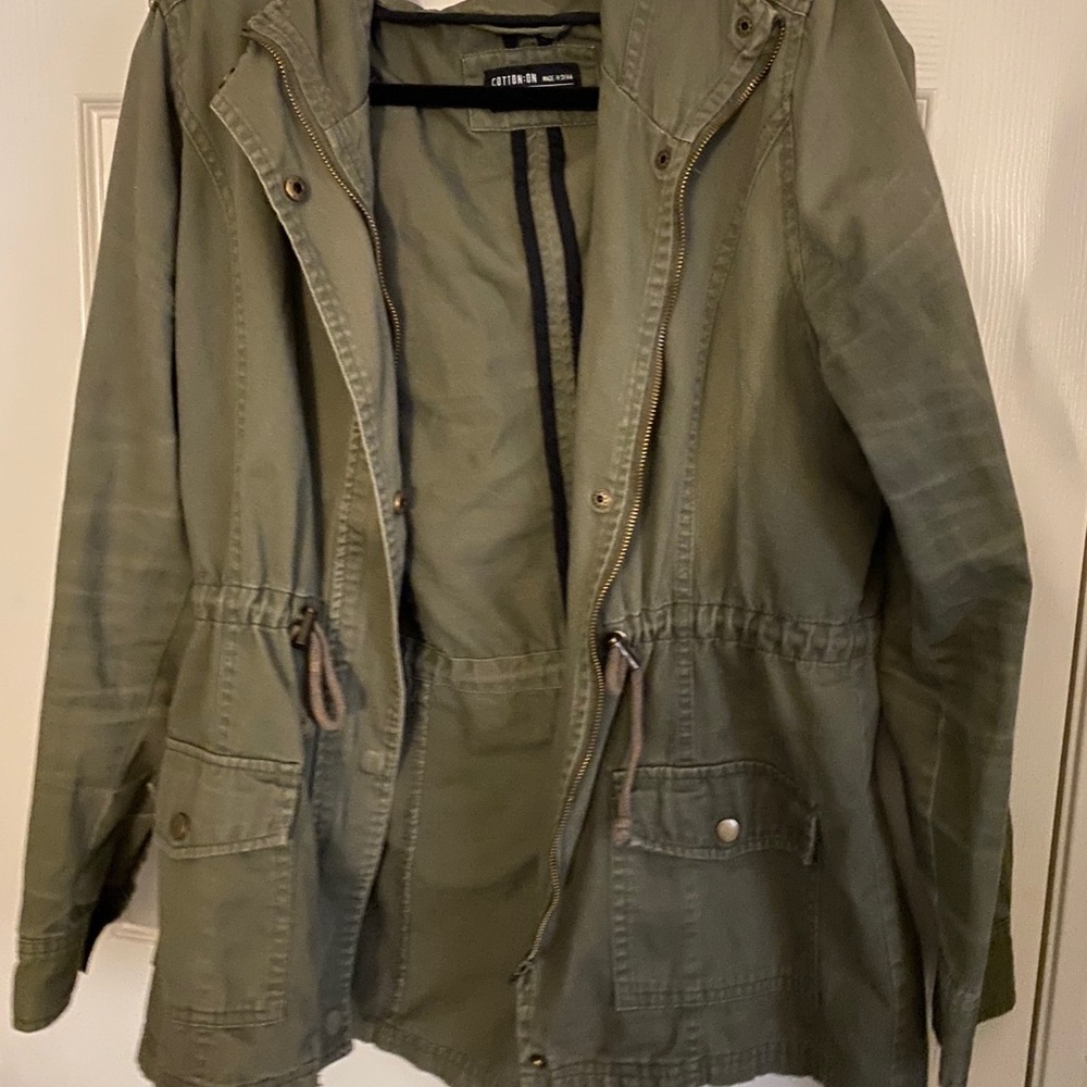 army green cotton on hooded jacket